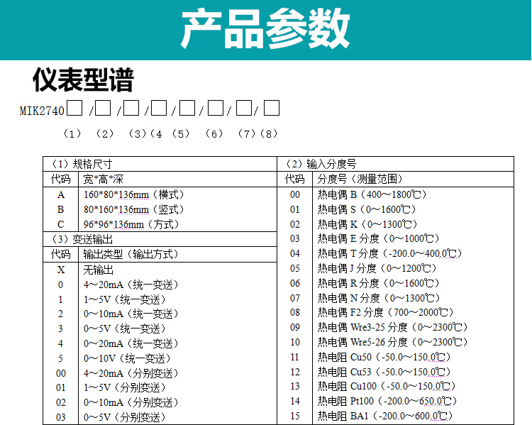 MIK-2740四回路显示仪产品参数